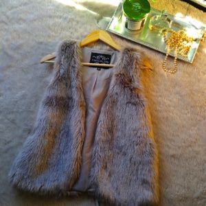 Chaser Faux Suede Vest Gray S - fits S Adult